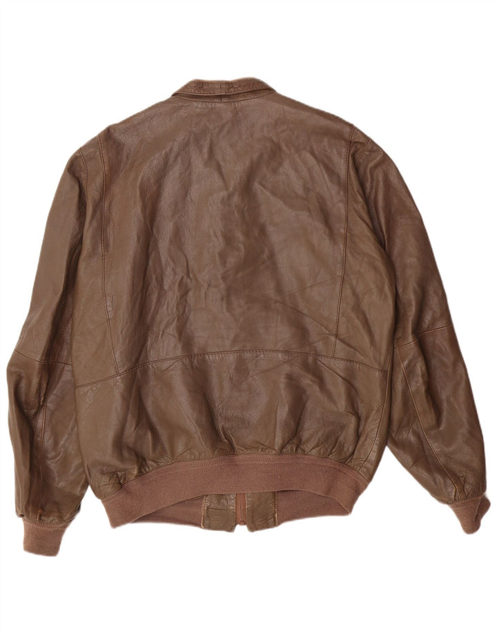 VINTAGE Herre Læderjakke IT 54 2XL Brun
