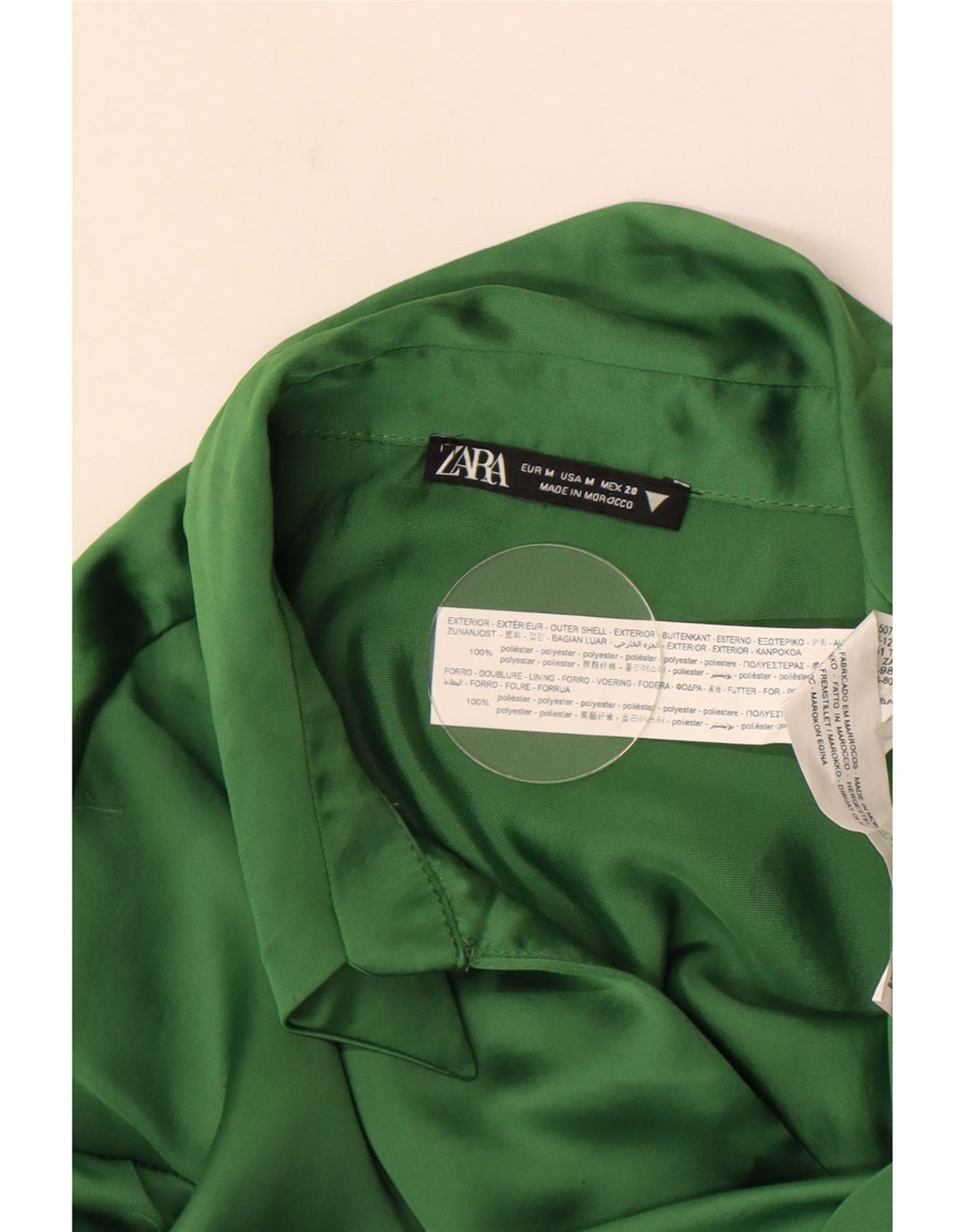 Zara Dame Langærmet Skjortekjole UK 12 Medium Green Polyester