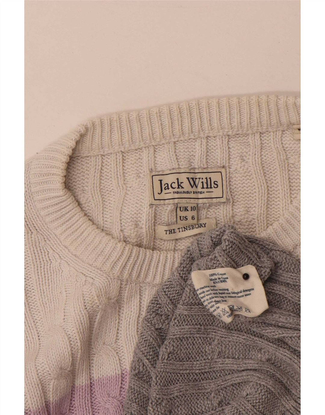 Jack Wills dame sweater med rund hals DK 10 lille grå farveblok