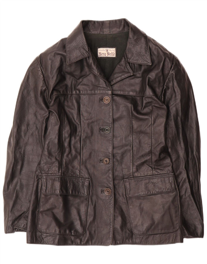 Vintage læderjakke til kvinder IT 48 XL sort læder
