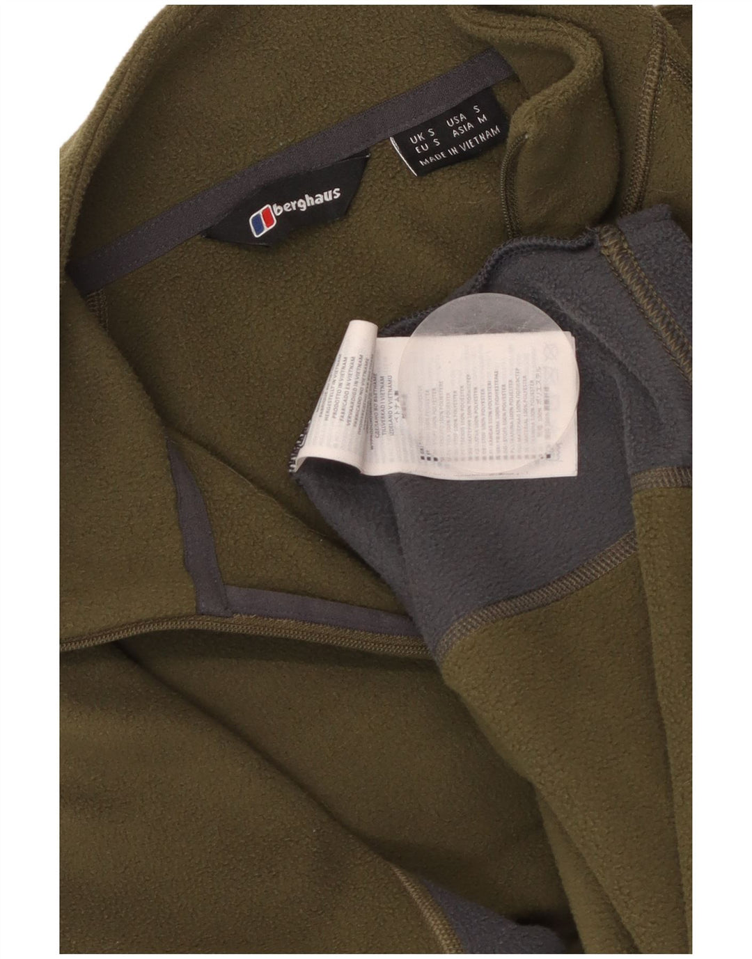 BERGHAUS Fleece Jumper med lynlås til mænd Small Khaki Colourblock Polyester