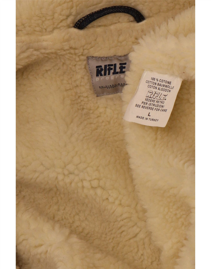 RIFLE Dame Denim Sherpa Jacket UK 16 Large Navy Blue Cotton