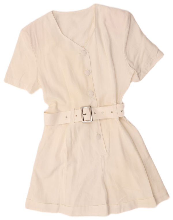 Vintage Dame Playsuit UK 12 Medium White Viscose