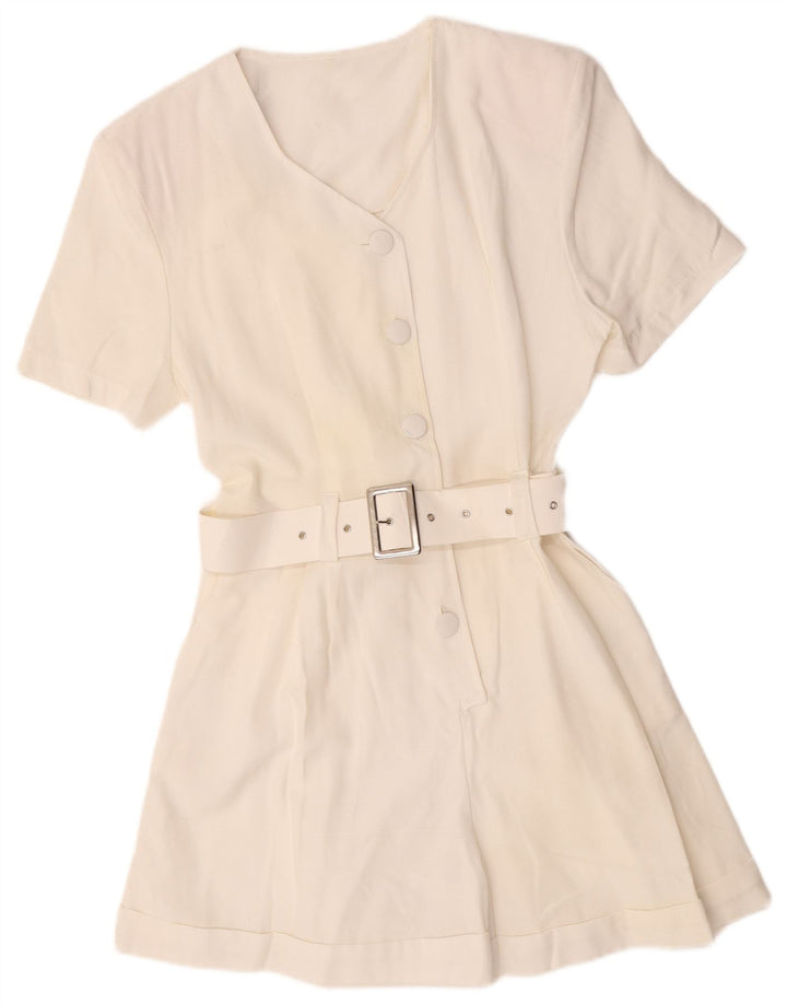 Vintage Dame Playsuit UK 12 Medium White Viscose