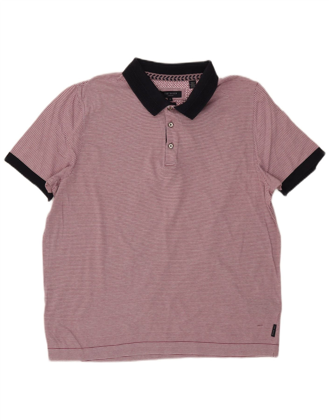 TED BAKER Poloshirt til mænd str. 5 XL Pink nålestribet bomuld