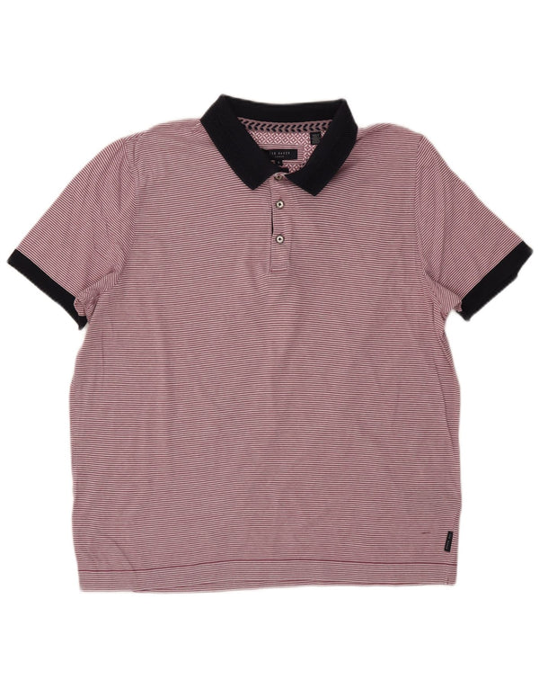 TED BAKER Poloshirt til mænd str. 5 XL Pink nålestribet bomuld