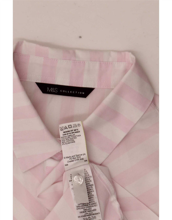 Marks & Spencer Kortærmet skjorte til kvinder UK 12 Medium Hvidstribet