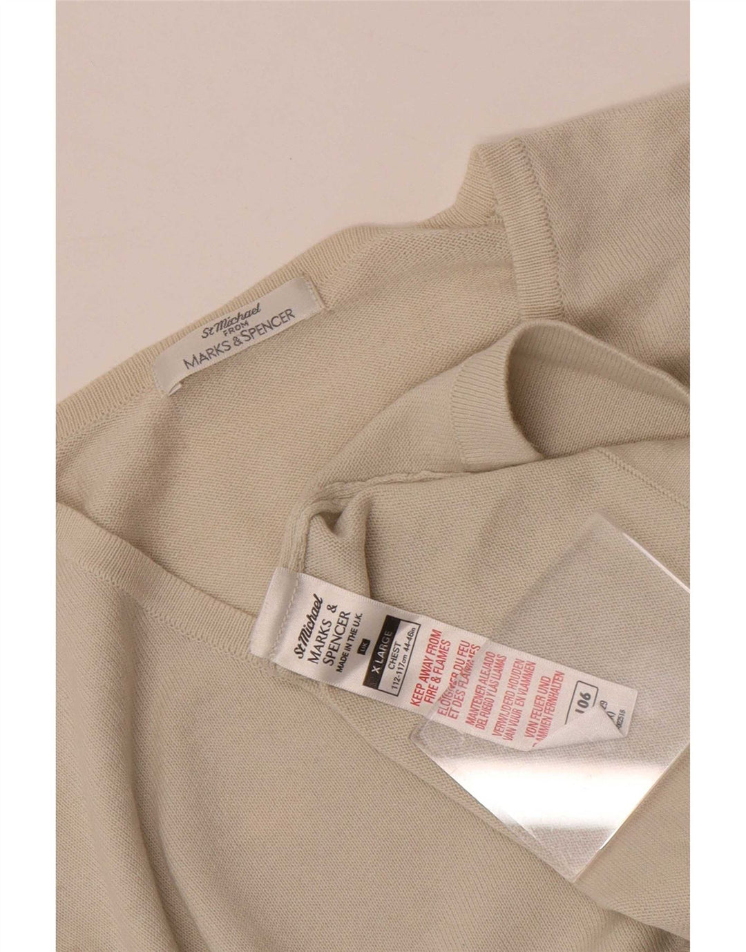 Marks & Spencer Herre Top Langærmet XL Beige Bomuld