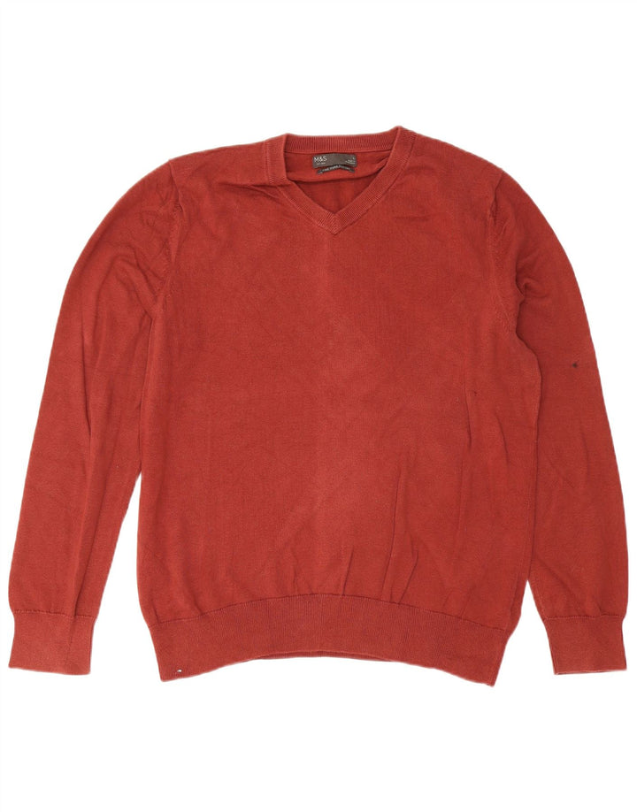Marks & Spencer Herre V-hals sweater Stor Bourgogne bomuld