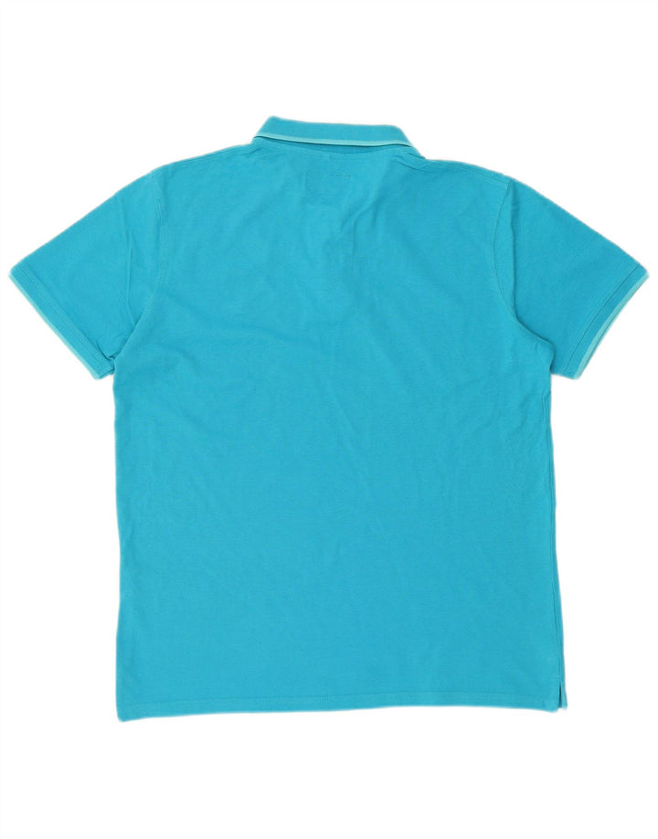 VINTAGE Mens Regular Polo Shirt Large Turquoise Cotton