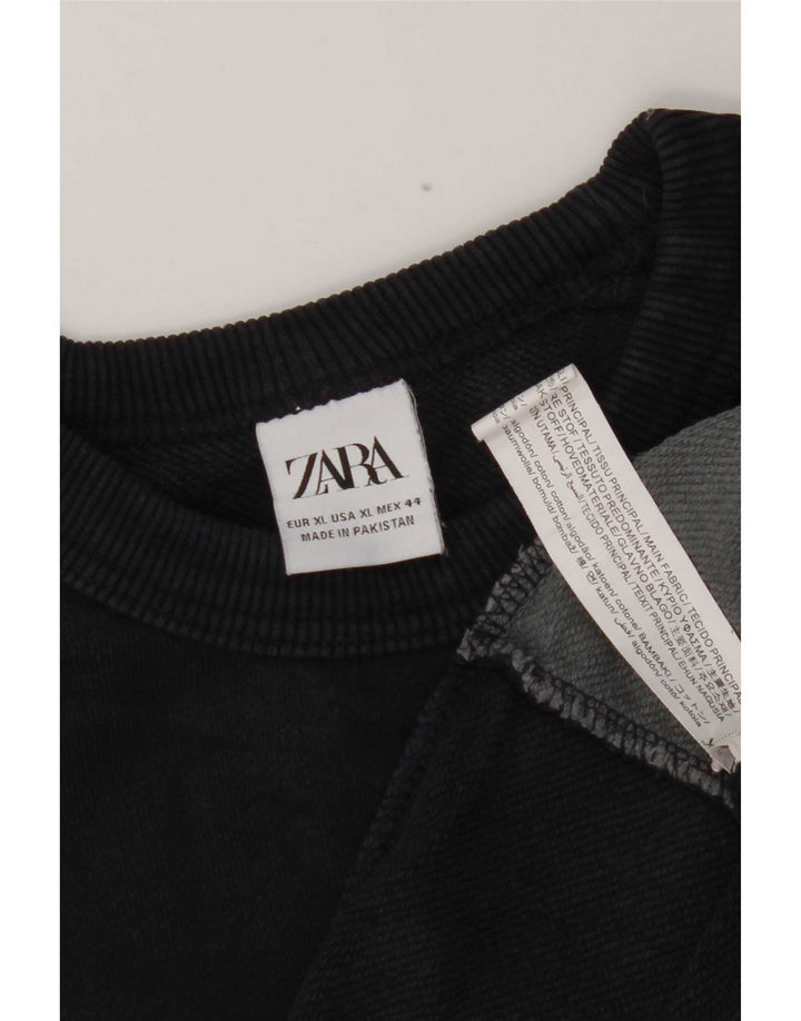 Zara Herre Sweatshirt Jumper XL Marineblå Colourblock Bomuld