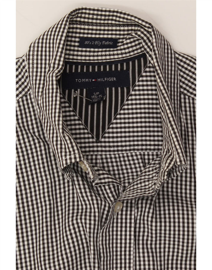 TOMMY HILFIGER Mens Shirt Size 14 1/2 15 Small Black Houndstooth Cotton Vintage Tommy Hilfiger and Second-Hand Tommy Hilfiger from Messina Hembry 