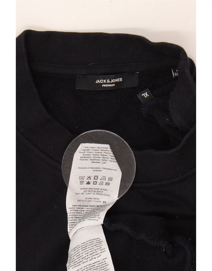 JACK & JONES Mens Graphic Sweatshirt Jumper XL Navy Blue Cotton Vintage Jack & Jones and Second-Hand Jack & Jones from Messina Hembry 