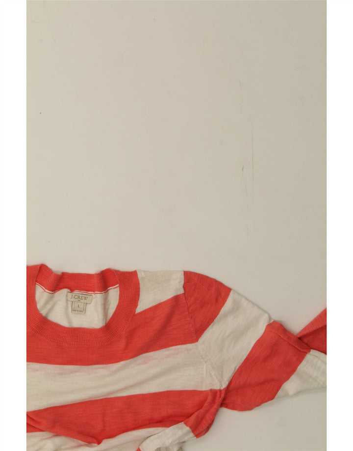 J. CREW Womens Crew Neck Jumper Sweater UK 16 Large White Striped Vintage J. Crew and Second-Hand J. Crew from Messina Hembry 