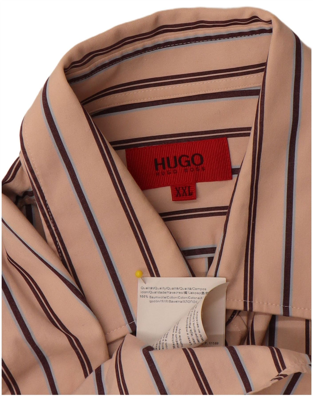 Hugo Boss herreskjorte 2XL beige stribet bomuld