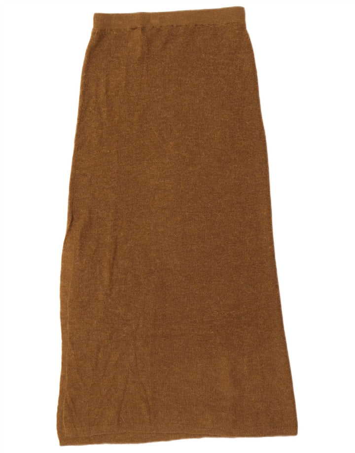 Zara strikket maxi nederdel lille W26 brun polyamid