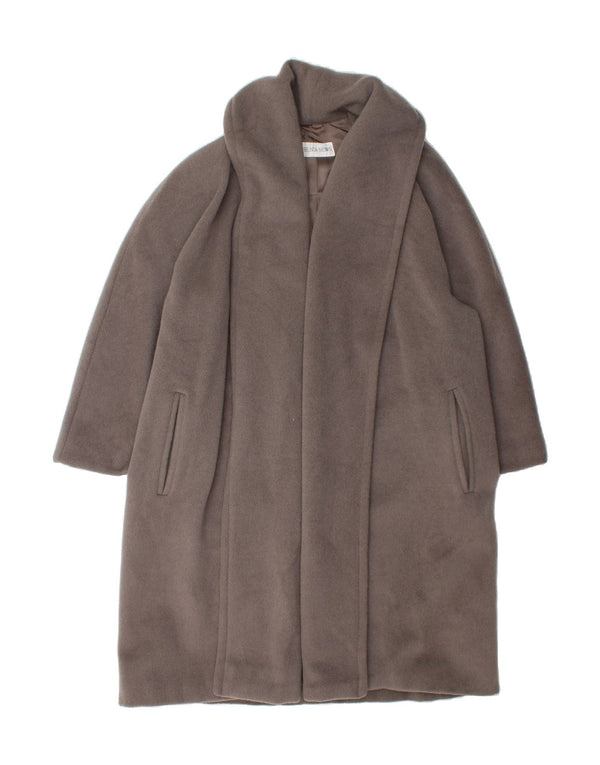 VINTAGE Dame Oversized åben overfrakke IT 44 Mellemgrå alpakauld