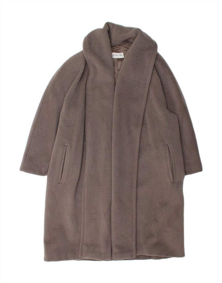 VINTAGE Dame Oversized åben overfrakke IT 44 Mellemgrå alpakauld