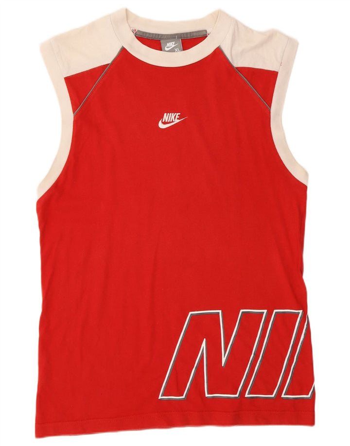 Nike drenge grafisk vest top 13-14 år XL rød farveblok