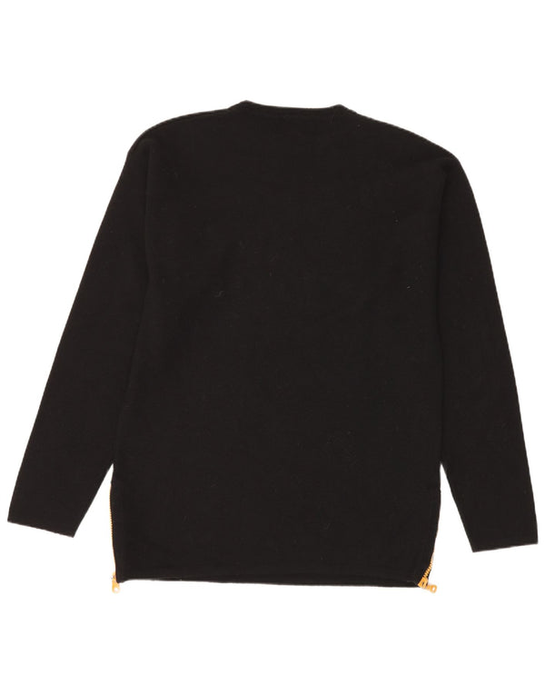 Soxo Mens Crew Neck Jumper Sweater XL Black Colourblock Wool