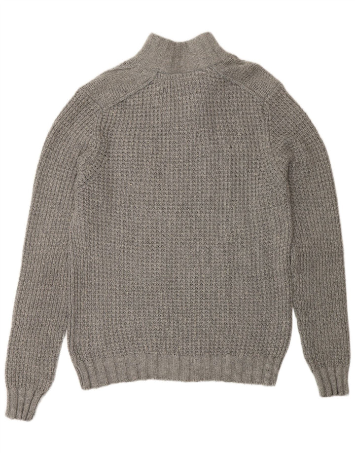 Ted Baker Herre Button Neck Jumper Sweater Størrelse 4 Stor Grå Bomuld
