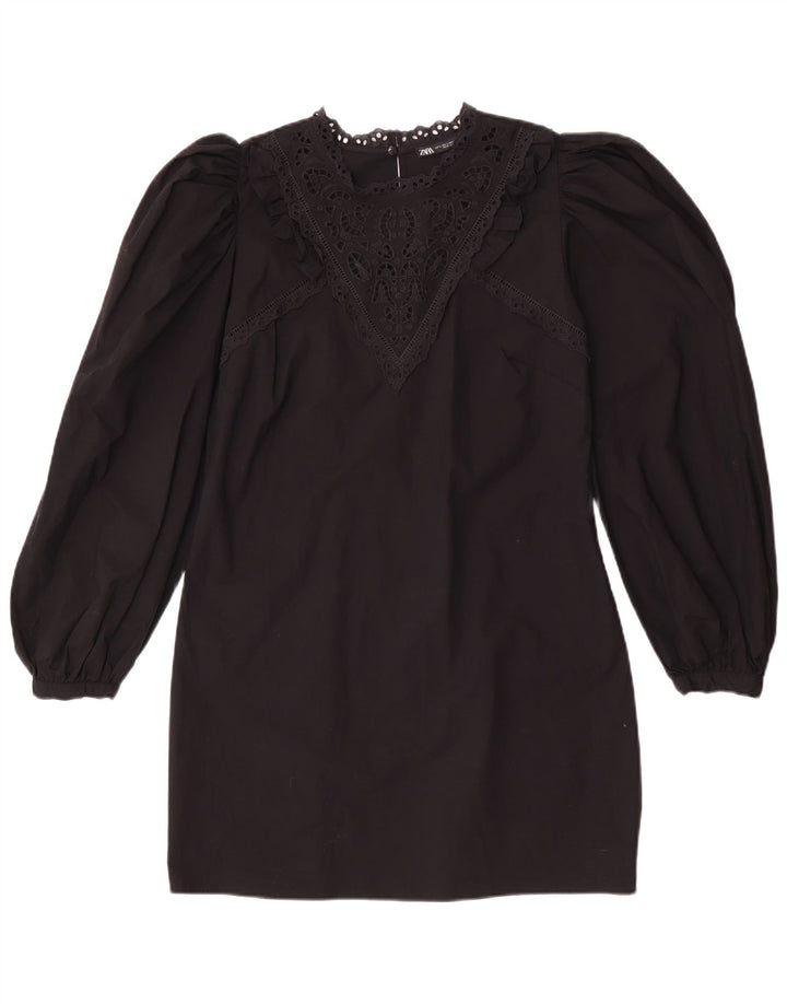 Zara Dame Langærmet Shift Dress UK 14 Large Black