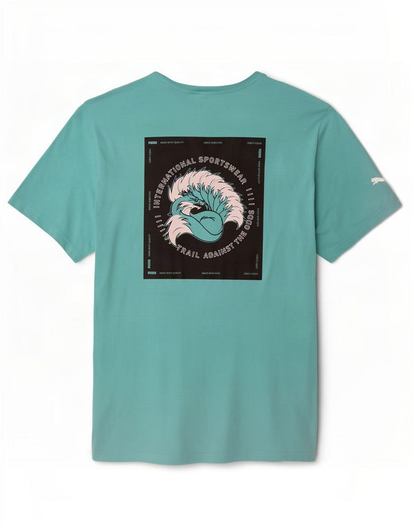 Puma Herre grafisk T-shirt top XL turkis bomuld