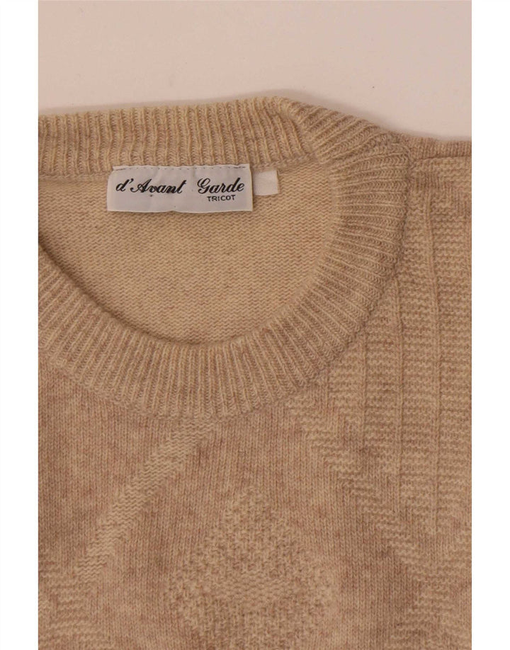 Avant Garde Herre Crew Neck Jumper Sweater Medium Beige Argyle/Diamond