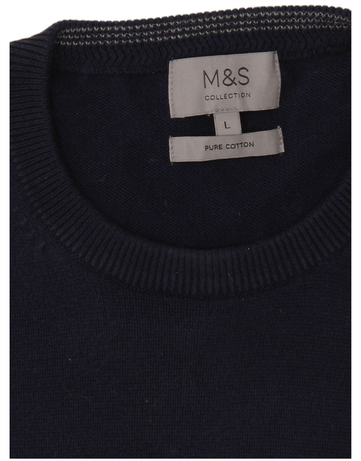 Marks & Spencer Herre sweater med rund hals, stor marineblå bomuld