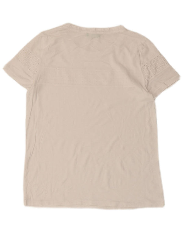 Benetton Dame T-Shirt Top UK 10 Small White