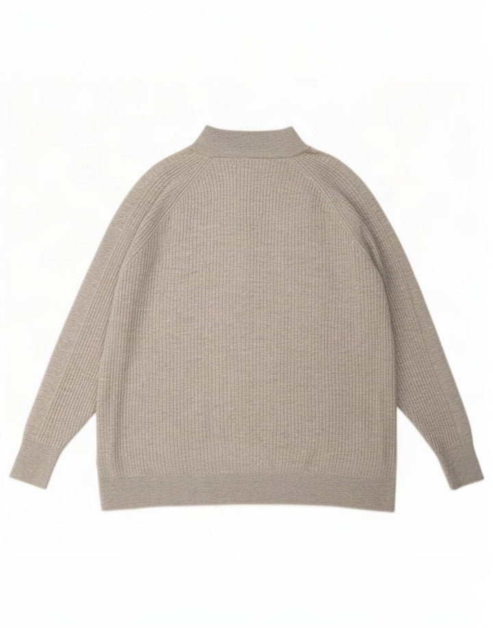 Marks & Spencer Dame Oversized Zip Neck Jumper Sweater UK 18 XL Grå