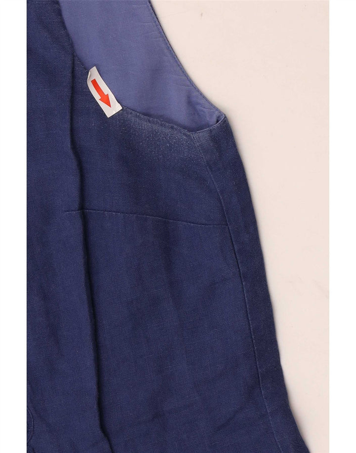 Jigsaw Dame Ærmeløs Basic Kjole UK 10 Small Navy Blue Floral Linen