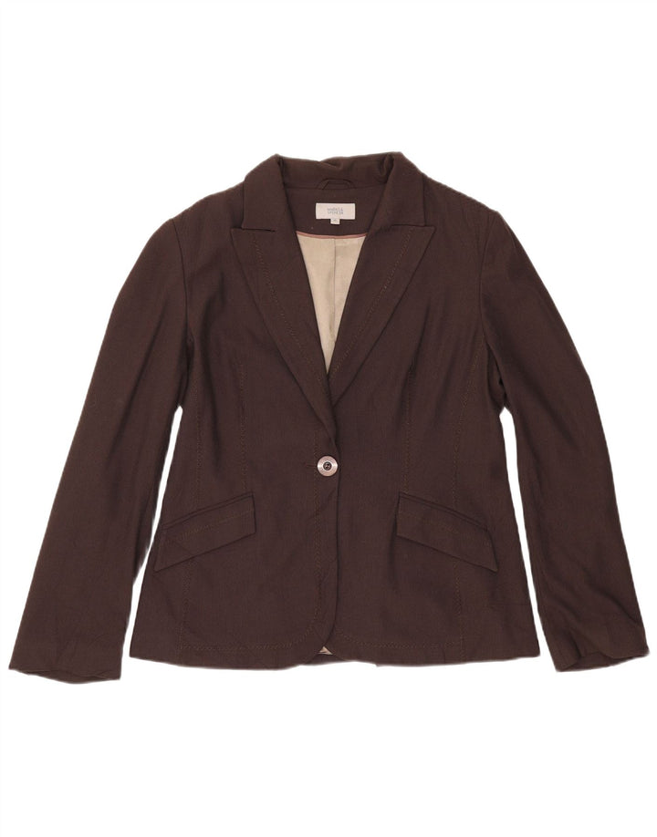 Marks & Spencer Dame 1-knaps blazerjakke UK 14 Medium Brun