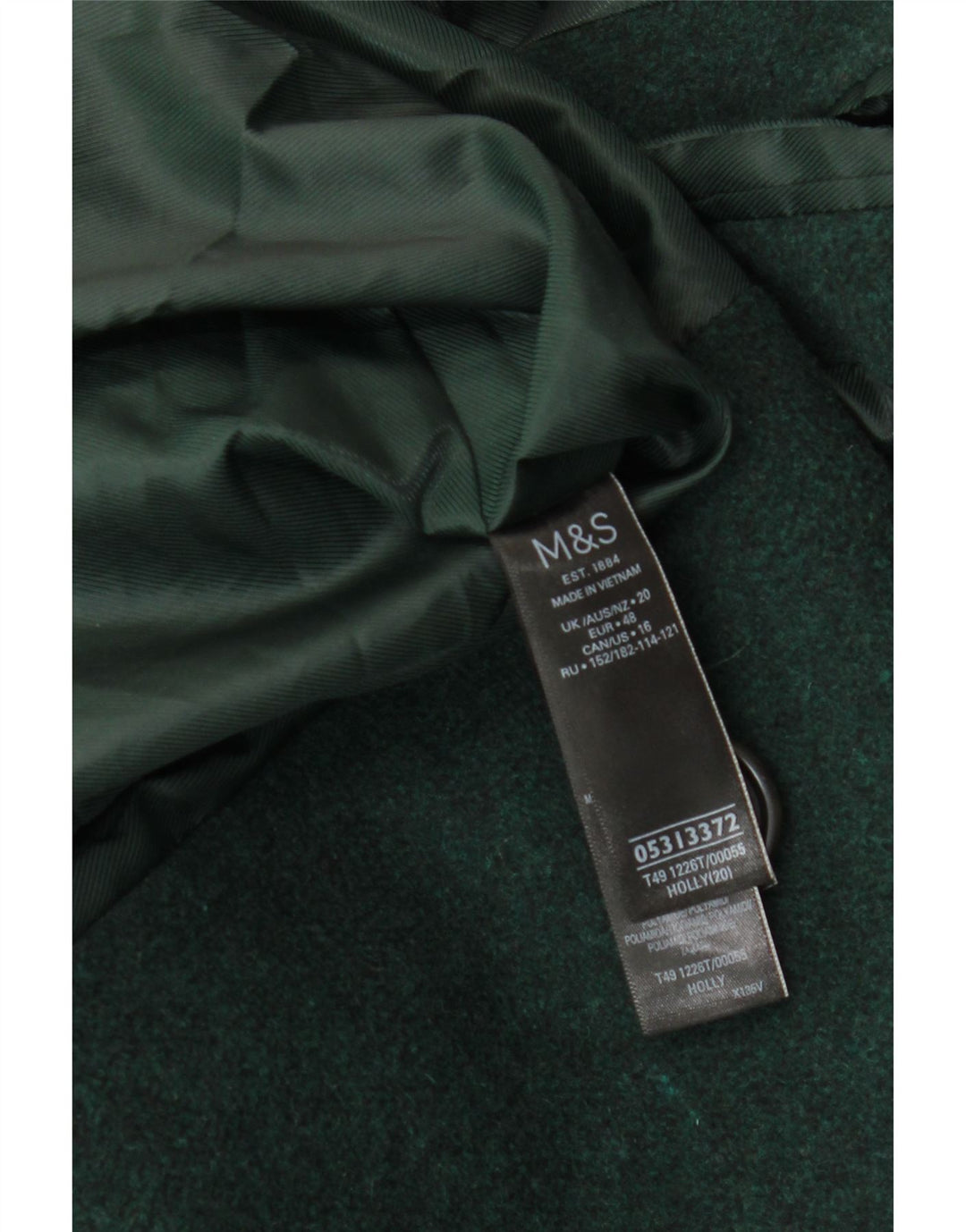 Marks & Spencer Dame Dobbeltradet Frakke UK 20 2XL Grøn Uld