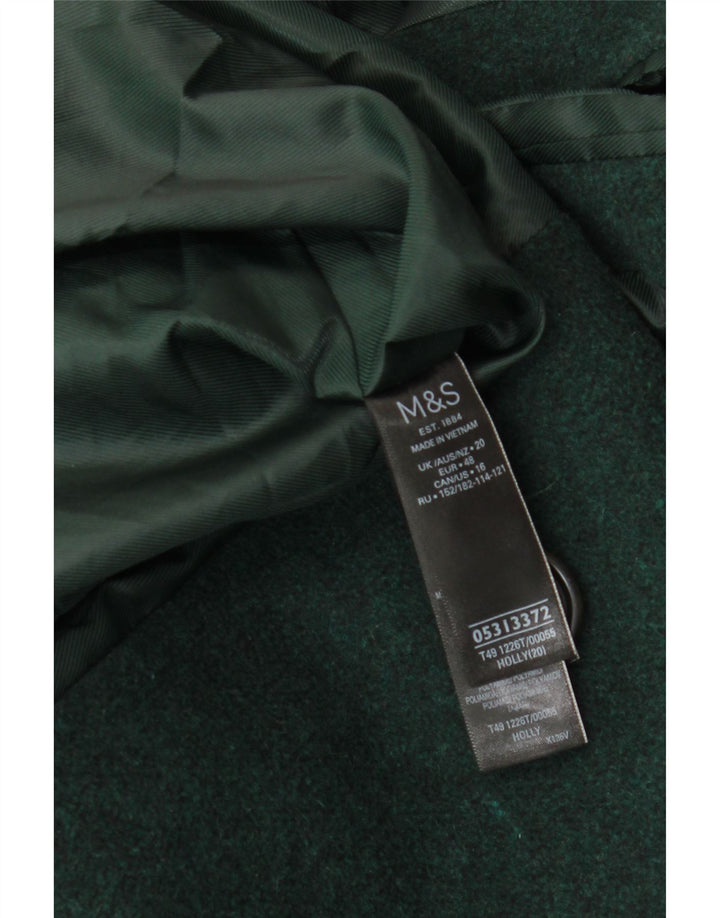 Marks & Spencer Dame Dobbeltradet Frakke UK 20 2XL Grøn Uld