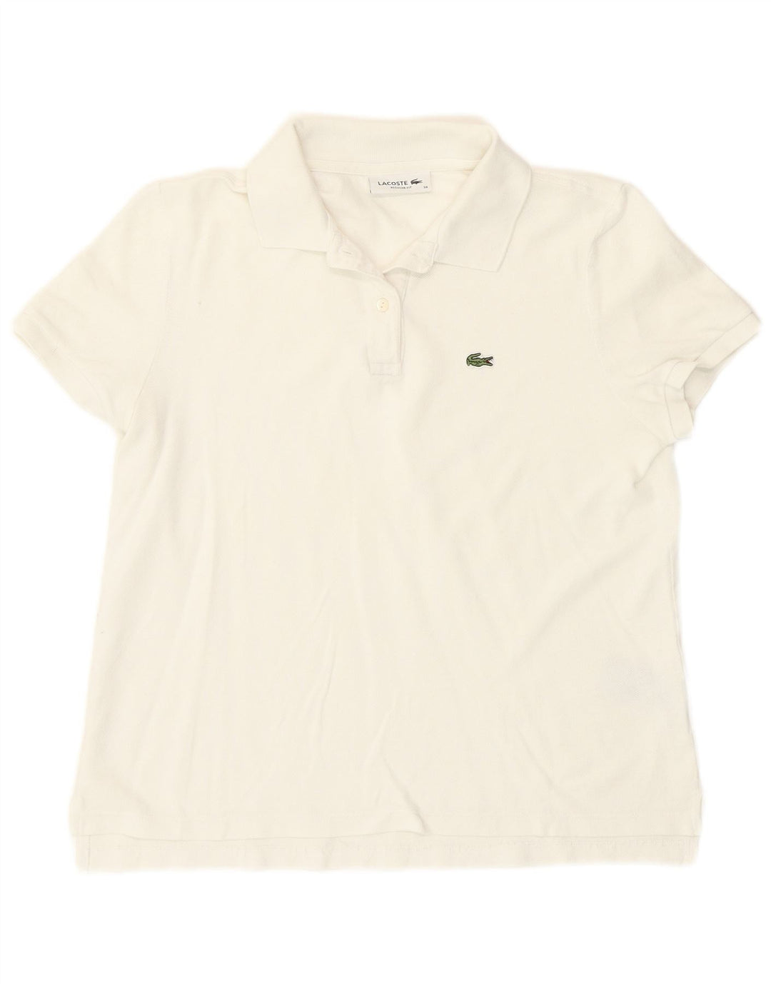 Lacoste Womens Regular Fit Polo Shirt Størrelse 38 Medium Hvid Bomuld
