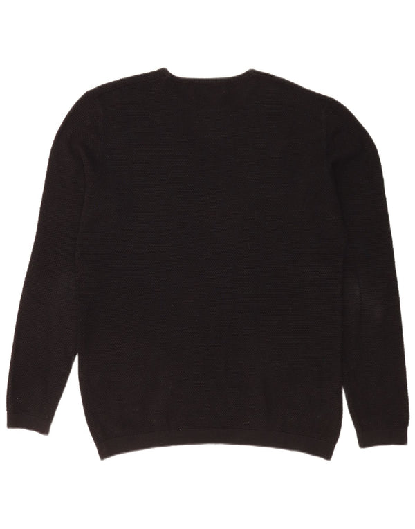 Zara Herre Crew Neck Jumper Sweater Stor Sort Akryl