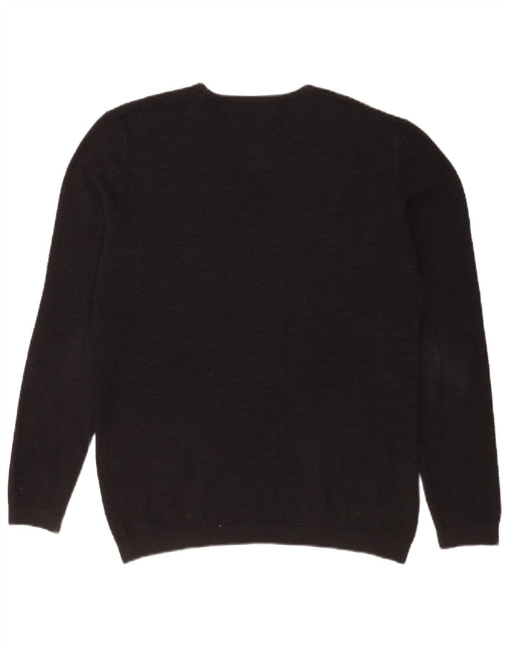 Zara Herre Crew Neck Jumper Sweater Stor Sort Akryl