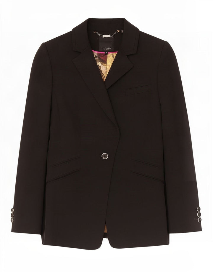 Ted Baker Dame 1 Knap Blazer Jakke Størrelse 3 Medium Sort Polyester