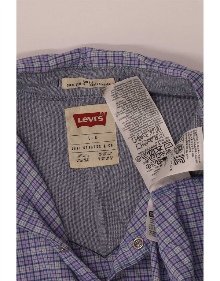 Levi's Slim Fit skjorte til mænd, stor blå ternet bomuld