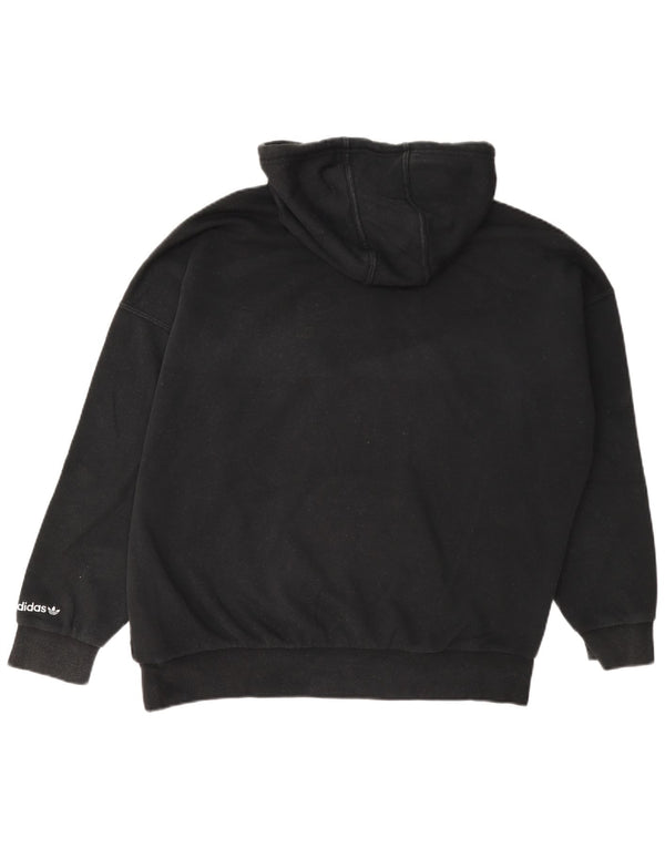 Adidas Dame Grafisk Oversized Hoodie Jumper UK 4 XS Sort Bomuld