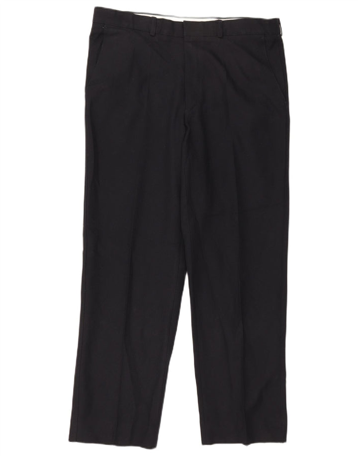 Marks & Spencer Straight Chino-bukser til mænd W34 L29 Marineblå polyester