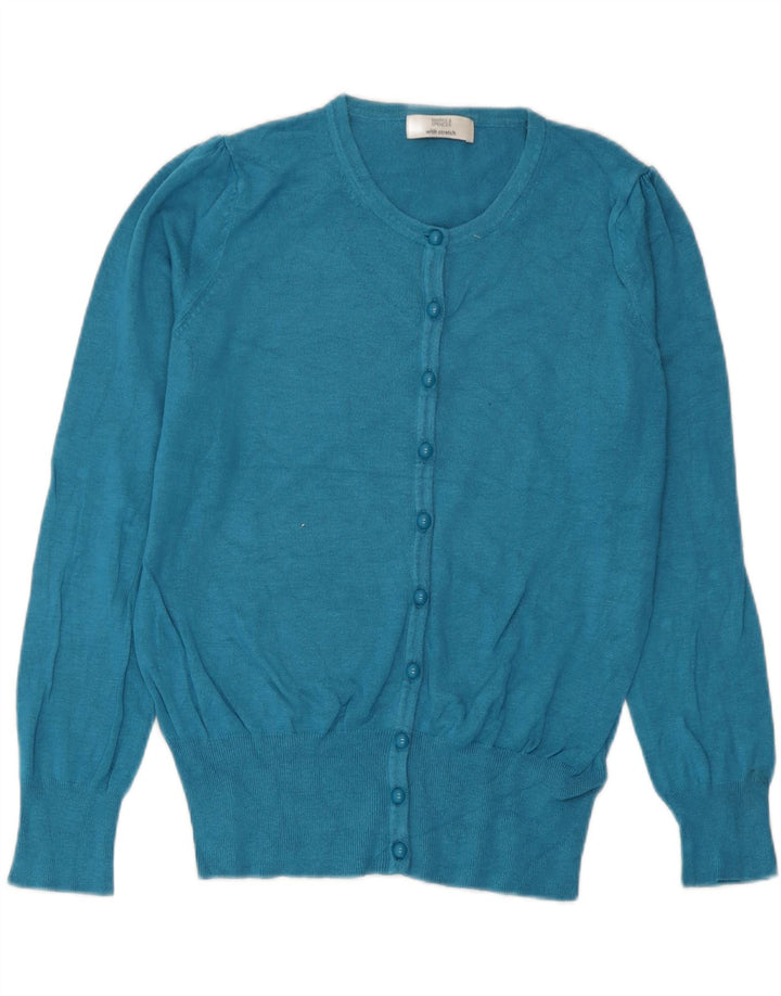 Marks & Spencer dame cardigan sweater UK 14 Medium turkis viskose
