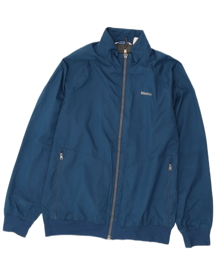 REEBOK Mens Tracksuit Top Jacket Medium Navy Blue Polyester