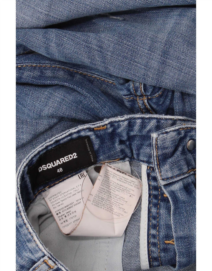 Dsquared2 Kvinder Distressed Crop Slim Jeans IT 48 XL W32 L27 Blå Bomuld