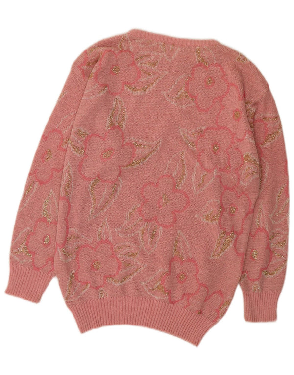 Vintage kvinders bådhals sweater IT 42 Medium Pink Floral