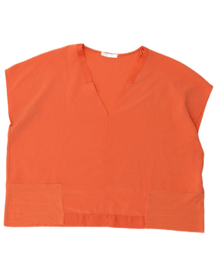 Zara Dame Oversized Bluse Top UK 16 Large Orange Polyester