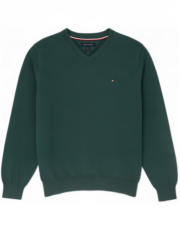 Tommy Hilfiger Herre V-hals sweater Medium Grøn Bomuld