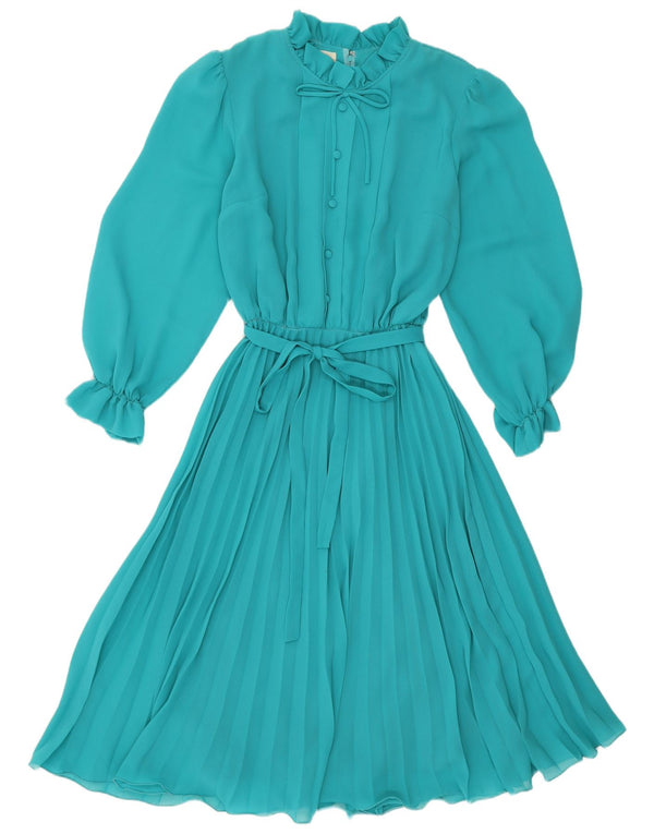 Vintage Dame Langærmet Maxikjole UK 16 Large Blue