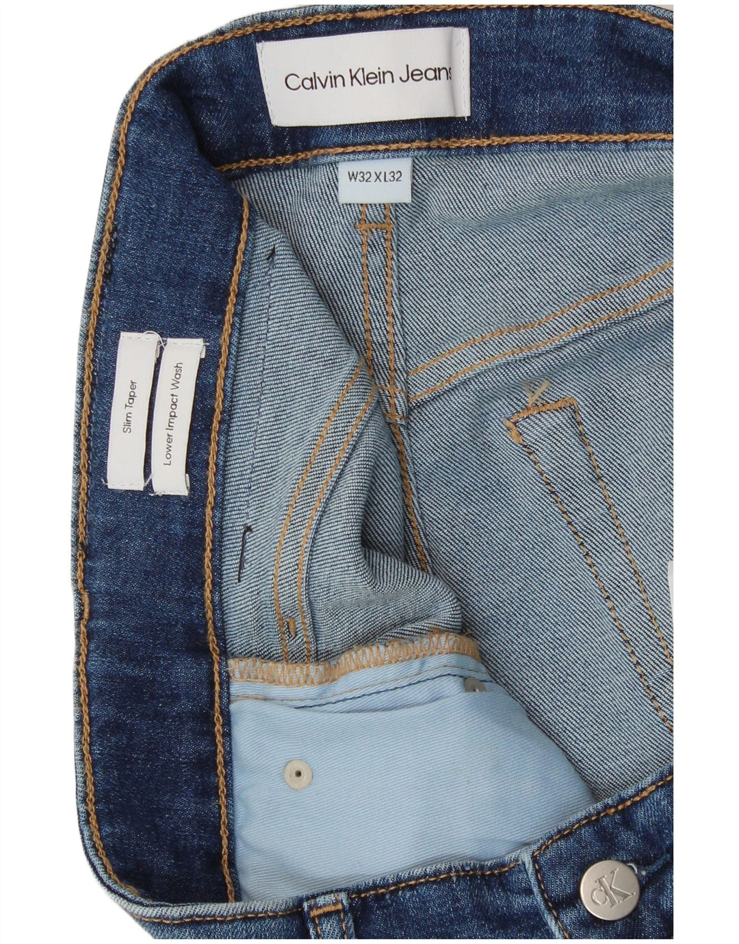 Calvin Klein Herre Slim Tapered Jeans W32 L32 Blå Bomuld